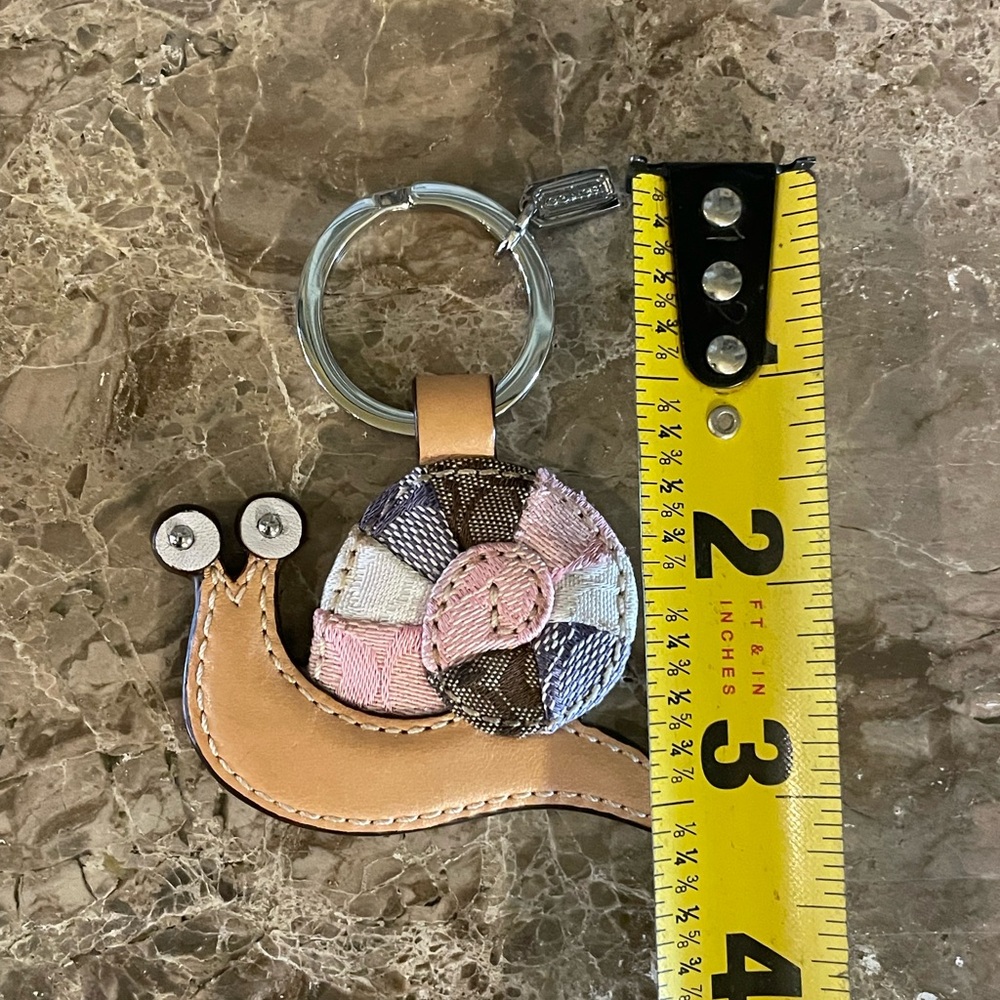 COACH Snail Pink Patchwork And Leather Keychain Bag Charm - Picture 10 of 11